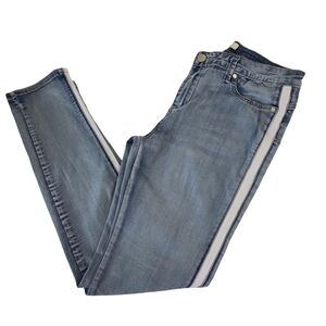 Easel Los Angeles Light Wash Skinny Jeans with White Side Stripe - Size Large